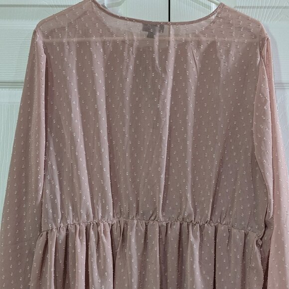 Torrid Women's Sheer Dusty Pink Tunic, Size 2, Peplum Style, Vneck, Long Sleeve - Picture 12 of 16